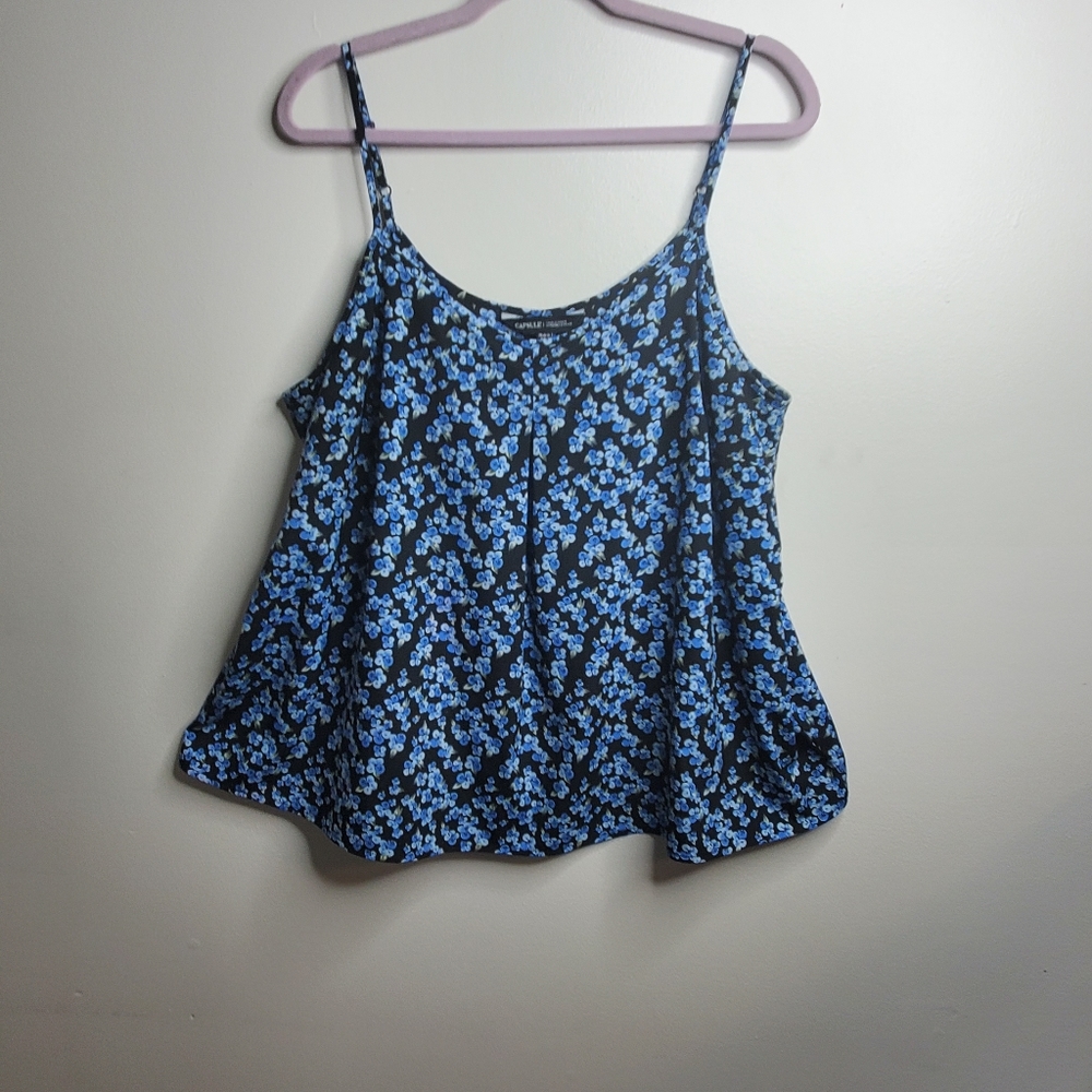 Blue Floral Vintage Tank Blouse- Capsule